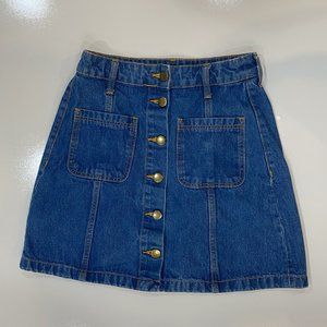 Divided Button Down Jean Skirt